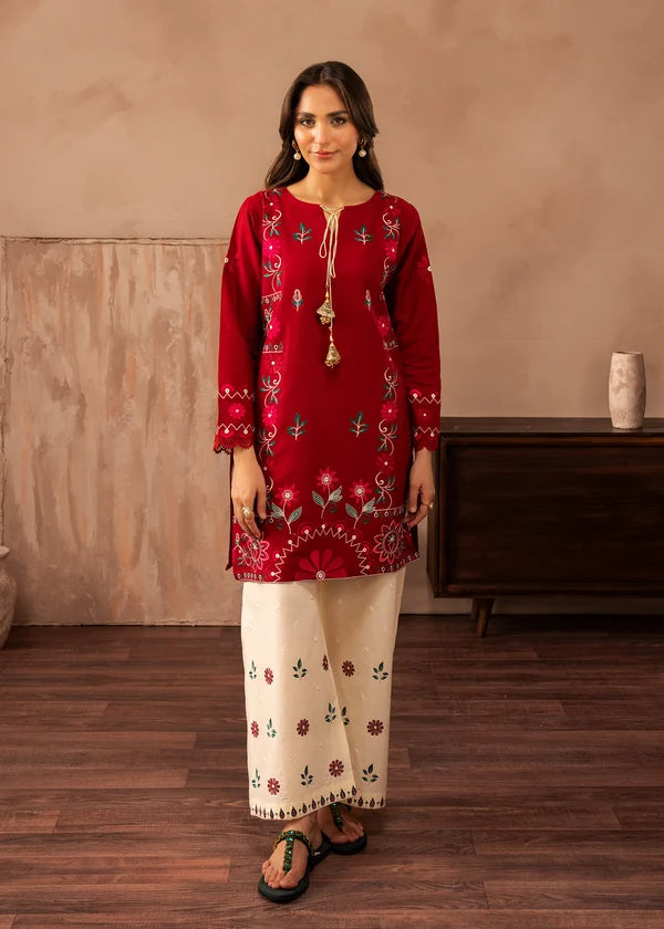 BP-1009 Ruhayee White & Red Printed Lawn Suit – Unstitched 2 Piece