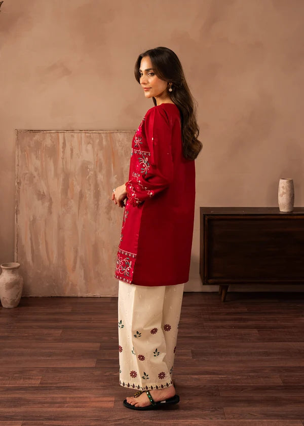BP-1009 Ruhayee White & Red Printed Lawn Suit – Unstitched 2 Piece