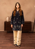BP-1010 Unstitched 2 Piece Lawn Suit – White & Navy Blue | Bunawat.pk