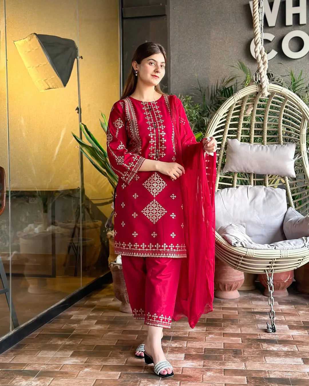 BP-1018 Women's Unstitched Cotton Embroidered 2-Piece Suit – Bunawat.pk