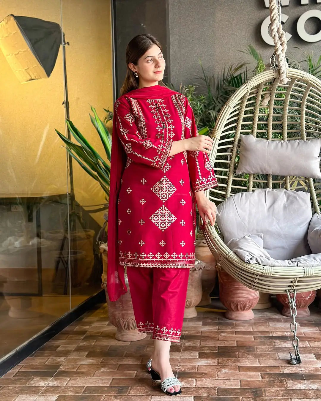 BP-1018 Women's Unstitched Cotton Embroidered 2-Piece Suit – Bunawat.pk