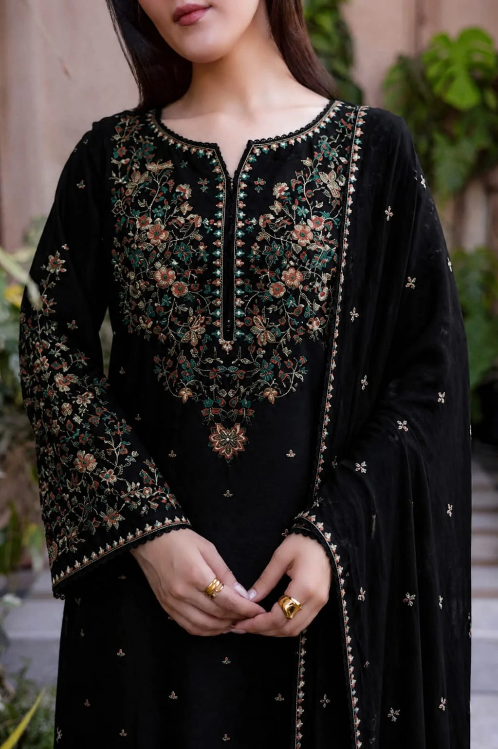 BP-1001 Unstitched Fully Embroidered Lawn Suit with Bamber Chiffon Embroidered Dupatta