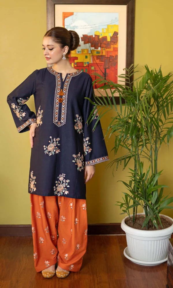 BP-1017 Heavy Embroidered Dhanak Suit – Unstitched 2 Piece