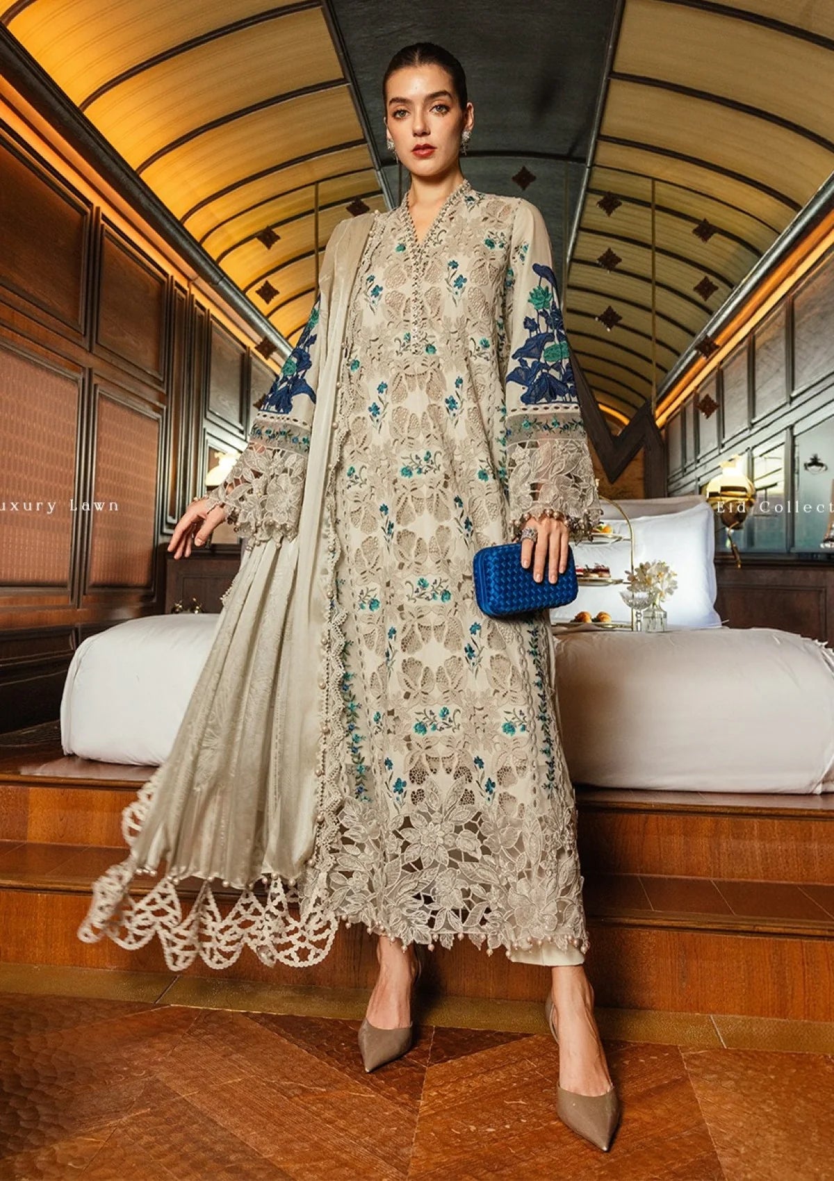 BP-1011 Luxury Lawn – Unstitched 3 Piece Embroidered Suit