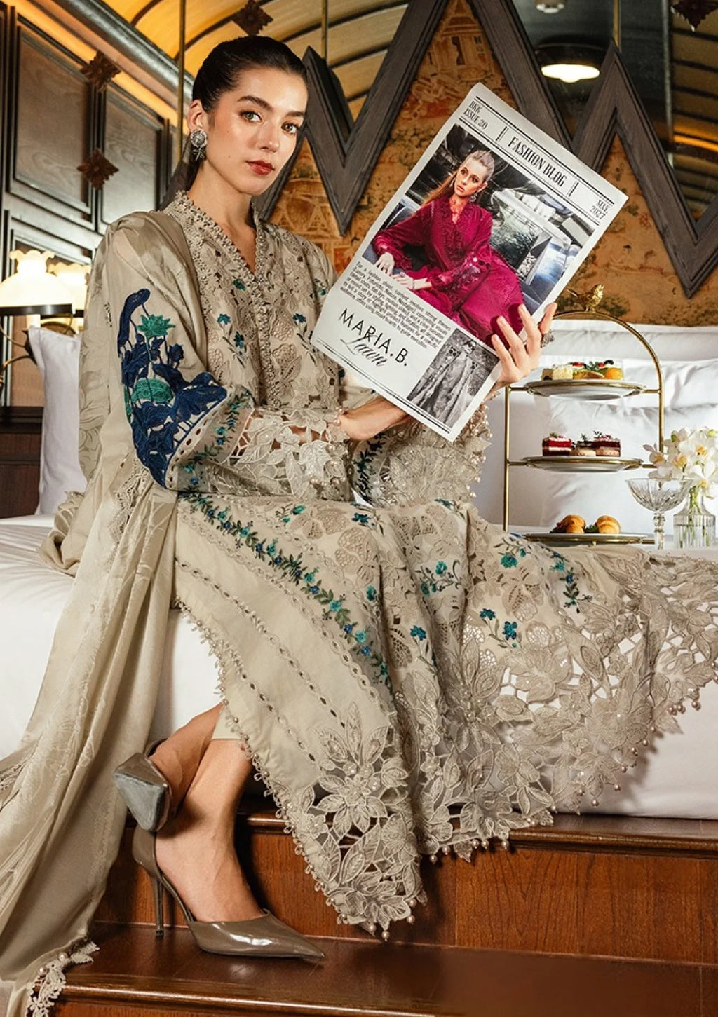 BP-1011 Luxury Lawn – Unstitched 3 Piece Embroidered Suit