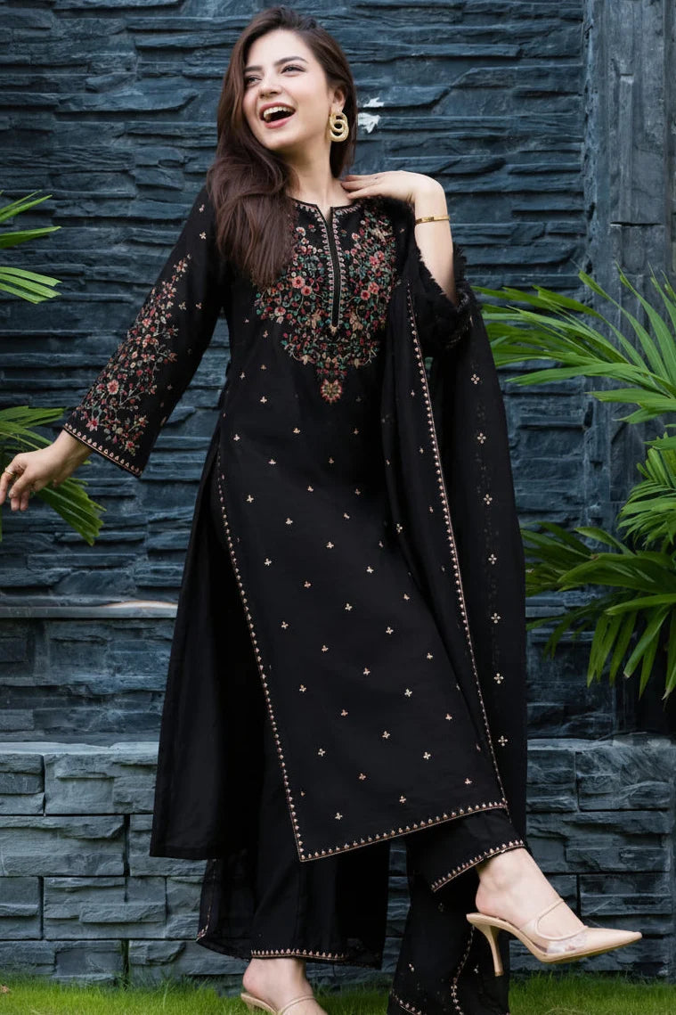 BP-1001 Unstitched Fully Embroidered Lawn Suit with Bamber Chiffon Embroidered Dupatta