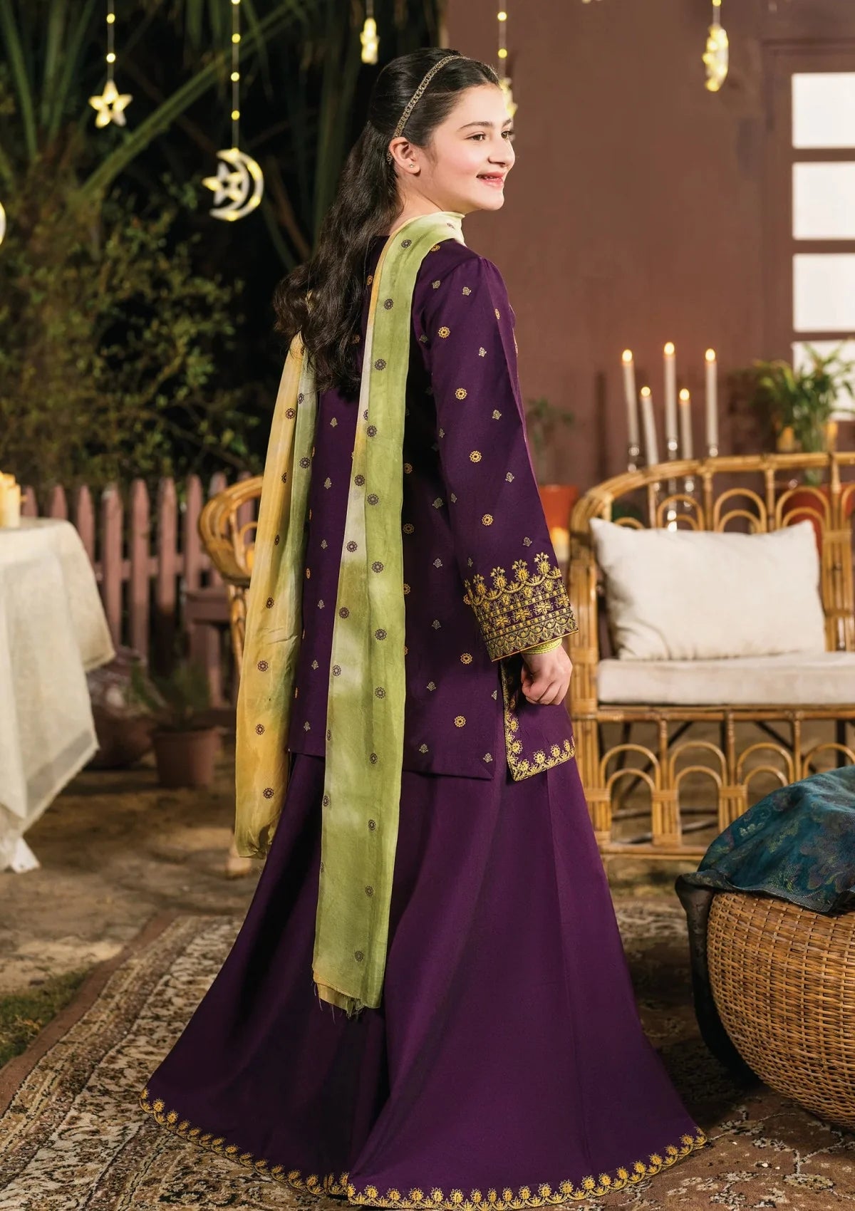 BP-2005 Girls' Purple Sharara Suit | 3-Piece Kids Outfit
