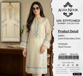 BP-1021 Agha Noor Inspired Embroidered Lawn Suit – Unstitched 2 Piece | Beige & Turquoise
